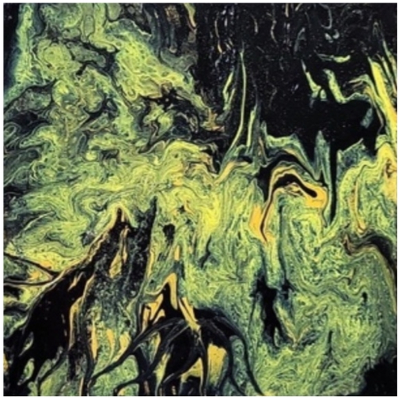 Hand Crafted Other - Black and Yellow Textured Abstract Design 12 x 12 Inches Canvas Painting